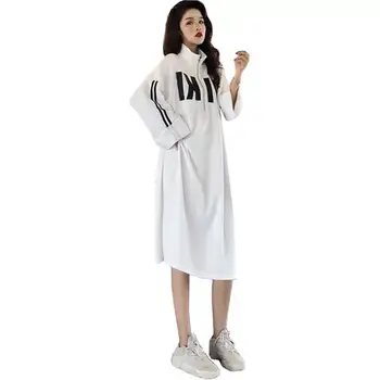 Mood Pluss Suurus Naiste Kevad-Suvel Kleidid 2021 Uued Vabaaja Naiste Kleidid, Lahtised Ja Õhuke Üle Põlve Pikk Kampsun Kleit