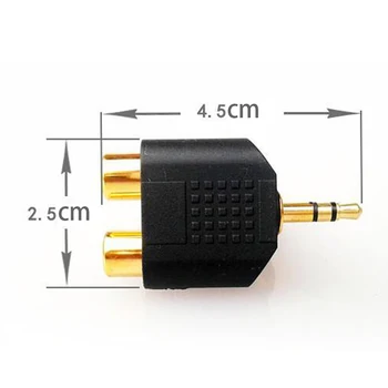 1tk Multi Kasulik kullatud 3.5 mm Stereo Audio Male Pistik 2 RCA Female Pistik Y Splitter Adapter 3.5 Jack Conector