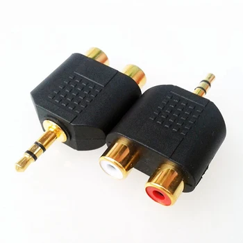 1tk Multi Kasulik kullatud 3.5 mm Stereo Audio Male Pistik 2 RCA Female Pistik Y Splitter Adapter 3.5 Jack Conector