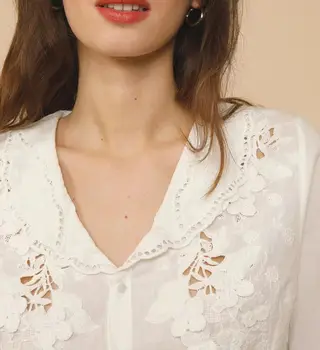 Naiste Pits Õõnes Embroideried Pluus 2021 varakevadel Lühikesed Varrukad Single-Breasted Magus särgid ja Topid