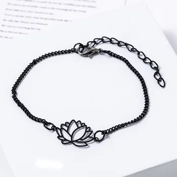 4tk/ Set Pead Käevõru Pearl Jätab Lotus Flower Mood Jewerly Sõbrad Must Kett Käevõru Naistele ystävänpäivä Kingitus