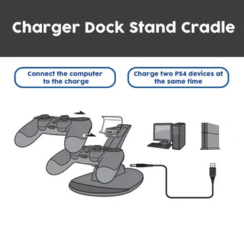 Töötleja Laadija Dock LED Dual USB PS4 Laadimine Seisma Jaama Häll Sony Playstation 4 PS4 / PS4 Pro /PS4 Slim Töötleja