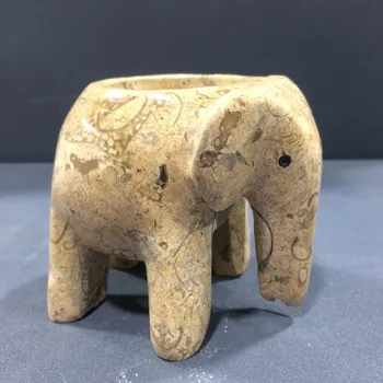 Naturaalne Marmor nikerdatud küünal omanik elevandi kuju kivi küünlajalg