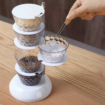 1tk 4 Kihti Vürtsi Jar Vertikaalselt Pööratav 4/5-Kiht Spice Box Plastikust Maitse Dispenser Köök Maitse Pakend