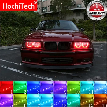 Viimane Esitulede Multi-värviline RGB LED Angel Eyes Halo Ring Silma PÄEVATULED RF-Kaugjuhtimispult BMW 3-Seeria E36 1990 - 2000 4x131mm