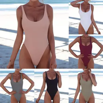 Thong 2020 Seksikas Ühes Tükis Ujumistrikoo Tahke Naiste Must Naiste Ujumisriided Backless Valge Brasiilia Monokini trikoo XL