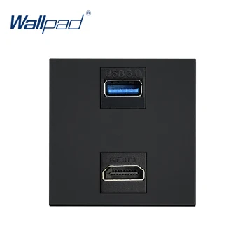 Wallpad HDMI-ühilduva USB 3.0 Pesa Funktsioon Võti Seina Pistikupesad Valge Ja Must Plastik Moodul Ainult