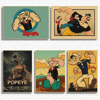 WTQ Popeye Sööb Spinatit Klassikaline Anime Filmi Plakat Seina Kaunistamiseks Retro Plakat Seina Art Studio Teenetemärgi Home Decor