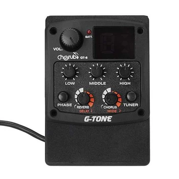 Keerub G-Toon GT-6 Akustiline Kitarr Preamp Piezo Pickup 3-Band EQ Ekvalaiser LCD Tuuner koos Reverb Koori Mõju