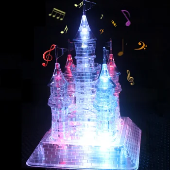 3D Crystal Jõulud Kingitus Muusika Flash Mudel DIY Lossi Läbipaistev Plokid Laste Aju Haridus Mänguasjad