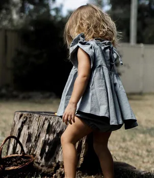 Teise lapse Kid Tüdrukute Riided Komplekti Tüdrukud Sobiks 2019 Euroopa Ameerika Suvel Ruffles Printsess Baby Girl Pluus+lühikesed püksid Moe Riided