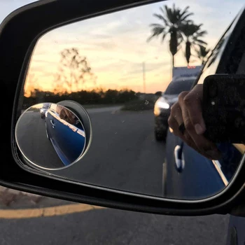 Auto Rearview Mirror HD Piirideta Väikese Ümmarguse Peegli Klaas 360 Kraadi Reguleeritav Blind Spot Peegel