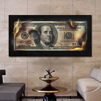 Ameerika Dollarit Plakat ja Printida Lõuendile Maali Kaasaegne Populaarne Burning Money Stiilis Pilt Seina Art Kodus Seina Kaunistamiseks