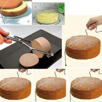 Roostevabast Terasest Värvi Topelt-Line Kook Slicer Layerer Biskviit Slicer Praktiline Köök Ahjugrill Tööriist