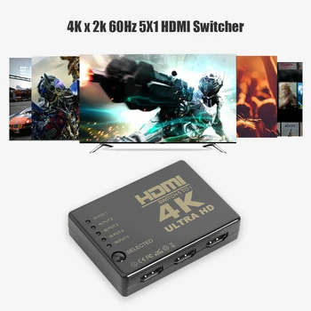 HDMI-ühilduvate Lüliti Splitter Kasti Ultra HD 5x1 5 Sisend, 1 Väljund Video Switcher Valija Majapidamis-Arvuti Lisaseadmed
