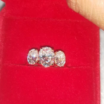 Solid 18K Kuld Moissanite Teemant Sõrmus 4ct D värv VVS riiklike 0015