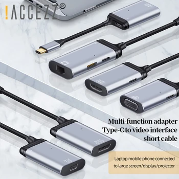!ACCEZZ HDMI-ühilduvate/RJ45/VGA/DP/Mini DP to C-Tüüpi Adapter PD Kiire Laadimine Macbook Pro Jaoks Samsung USB-C-Audio-Video Adapter