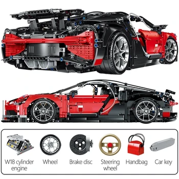 Mini 1:10 High-Tech Bugatti Racing RC Auto KES ehitusplokid Mudel Mehaaniline Sõiduk DIY Auto Telliste Mänguasjad Lastele Kingitused