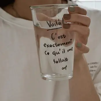 Klaas Tass Visuaalne Efekt Täielik Skoor Vlog Pildistamine Lihtne Prantsuse Kiri Piima Tassi Kohvi Tassi Suure Mahutavusega Kruus