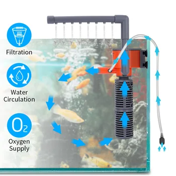 Xilong akvaariumi väike kala tank filter mini akvaariumi kolm-ühes sisseehitatud süvapumba õhutus filter pump