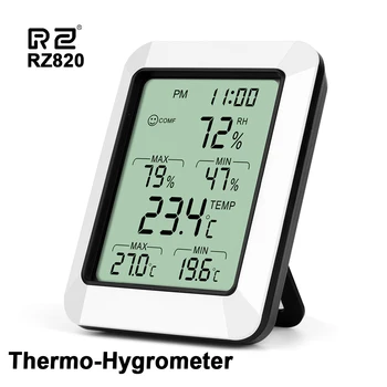RZ Temperatuur Niiskus Arvesti Ekraan Sise Termomeeter Hygrometer Koos Digitaalse Äratuskella Elektroonilise Traadita Termomeeter