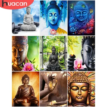 HUACAN Värvimine Poolt Numbrid Käsitsi Maalitud Portree Maali Kunst, Joonistamine, Lõuend DIY Pilte Number Buddha Kingitus Home Decor