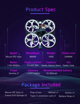 HOMFPV MicronRS Cinewhoop Dji HD95MMRacing Undamine raami kaamera Racing Undamine RC Quadcopter/Cadx Udu Nano Kaamera Caddx Vista VTX