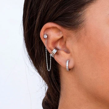 925 Silver Ear Nõela Minimalistlik Kõrva Kett Kõrvarõngad Naistele Armas Kulla Värvi Ring Crystal Kõrvarõngad Ehted