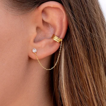 925 Silver Ear Nõela Minimalistlik Kõrva Kett Kõrvarõngad Naistele Armas Kulla Värvi Ring Crystal Kõrvarõngad Ehted