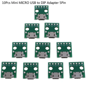 10tk MICRO-USB-DIP Adapter 5Pin Emane Pistik PCB Converter Juhatus