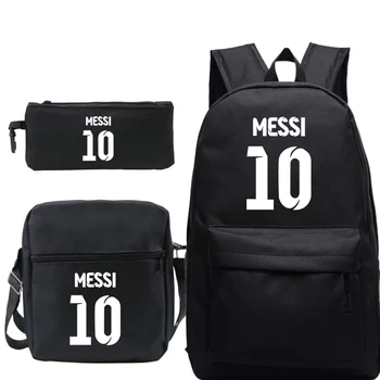 3tk/set Super Jalgpalli Staar Messi Funktsionaalne Seljakott Õlal Schoolbags jaoks Teismelised Poisid Tüdrukud Bookbag Õpilased Bagback