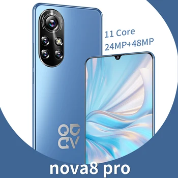 Uusim Ülemaailmse Nova8 Pro 5G Võrgu 6500mAh 12GB+512 GB Snapdragon888 Andriod 11.0 Deca Core 6.8 Tolli Mobiiltelefon Face ID Nutitelefoni