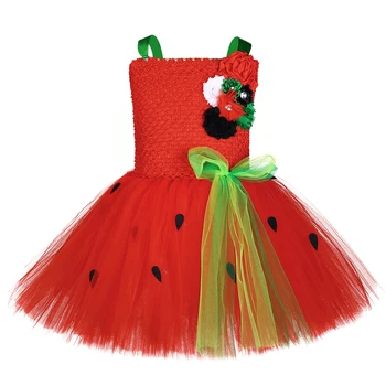 Arbuus Tüdruk Tutu Kleit Peapael Suvel Väikelastel Punane Roheline Must Täpp Puu Rolli Mängida Kostüüm Halloween Sünnipäeva