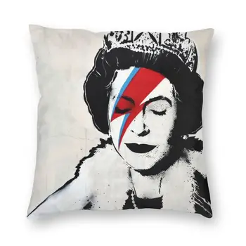 Luksus Banksy UK Inglismaa Kuninganna Elisabeth Rockband Nägu Meik Viska Padi Kaane Home Decor Padi 45x45cm Pillowcover