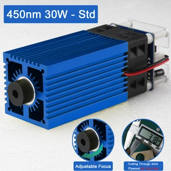 450 nm 30W-Standard Versioon ,Fookuskaugus Reguleeritav, High Power Blue Laser Graveerimine Moodul Laser Cutting Pea TTL/PWM Ümbersuunamine