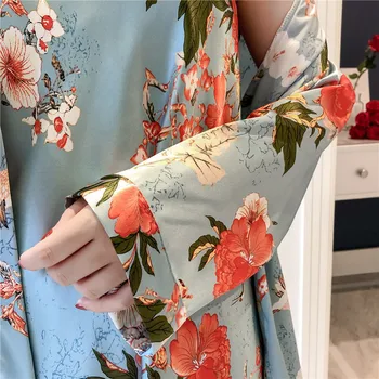 2019 Kuuluvad 3 Tk Naiste Pidžaama Seab Rüü Püksid Seksikas Pyjama Nightgowns Satiin Lill Printida Nightwear Silk Homewear Sleepwear
