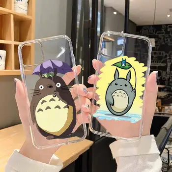 Cartoon Ghibli Miyazaki Totoro Telefoni Juhul Läbipaistvad iPhone 6 7 8 11 12 s mini pro X XS XR MAX Plus SE kaas funda