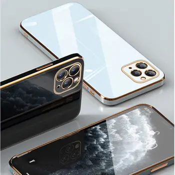 Luxruy Square Pinnatud Case for iPhone 12 11 Pro Max XR 7 8 Plus XS X Silikoon puhta Kullaga Electroplate Telefon Kaas SE 2020 12 Mini