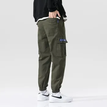Must Meeste Cargo Püksid 2021 Suvel Puuvill Streetwear Vöö Jogger Haaremi Püksid Meestele Suured Hip-Hop Harajuku Meeste Vabaaja Püksid