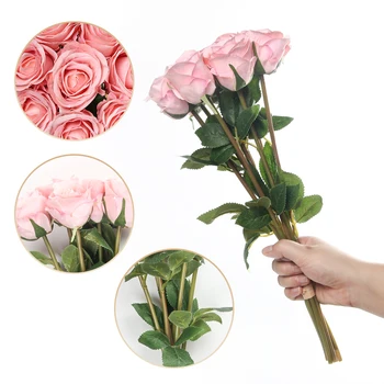 1 Kimp 8 Heads Siidist Roosi Kimp Kodu Kaunistamiseks Tarvikud Pulmapidu Võltsitud Lilled Diy Käsitöö Kunstlikud Lilled Roosid