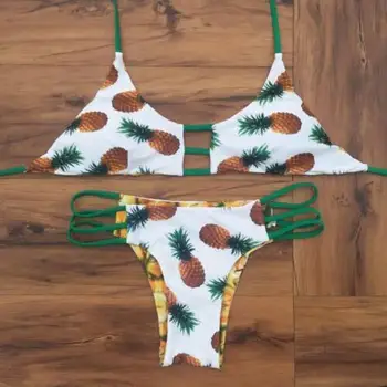 Naiste Bikini Komplekt Ananass Ujumistrikoo Backless Brasiilia Bikiinid Supelrõivad Beachwear
