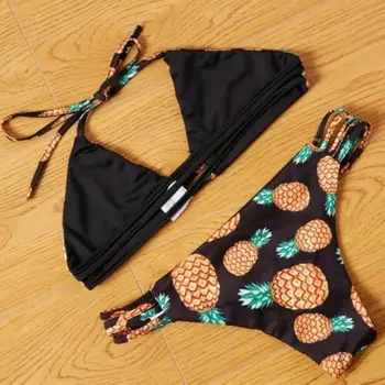 Naiste Bikini Komplekt Ananass Ujumistrikoo Backless Brasiilia Bikiinid Supelrõivad Beachwear