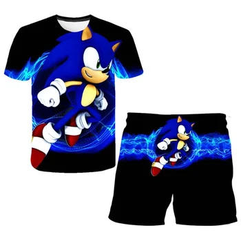 2 Tk Rõivaste Komplekti Tshirts+Püksid Sonic T-Särk Poiste Riided Komplektid Laste Spordi Ülikond Beebi Poisid Tüdrukud Tops Tees Lühikesed Varrukad Kid