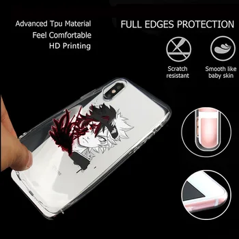 Must Ristik-funda transparente de silicona para iphone, funda de silicona suave de Anime Asta Black Bull para iphone 12, 11 Pro