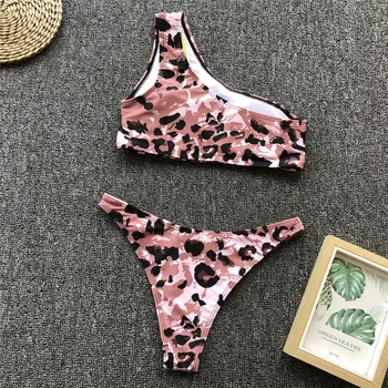 Naiste Ujumisriided, Push-up Pehme Rinnahoidja Bikiinid Komplekti Õõnes Ujumistrikoo Leopard Supelda 2019 costumi da bagno donna Uusim Hot Müük Suvel