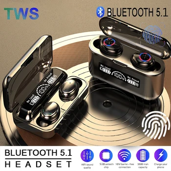 TWS Bluetooth 5.1 Kõrvaklapid, LED-Ekraan, Traadita Kõrvaklappide 9D HiFi Bass Stereo Sport Veekindel Earbuds Kõrvaklapid Mikrofoniga