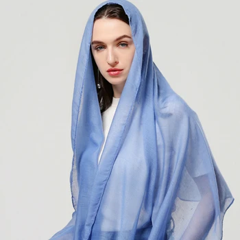 Naiste Puuvillane Sall Pehme Foulard Hijab Lady Tahke Sallid Õhuke Tavaline Mull Peapael Suurrätikud Wrapid Pashmina Sallid