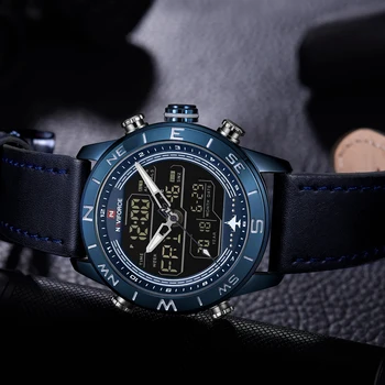 NAVIFORCE Top Brändi Mood Meeste Spordi Mens Kellad LED Analoog-Digital Watch Armee Sõjalise Nahast Quartz Watch Relogio Masculin