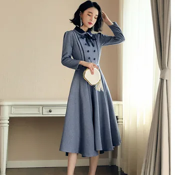 Prantsuse Vintage Kleit Naiste Elegantne Mood Office Lady Naiste Kleidid Kevadel Sügisel Ametlik Töö Kanda Casual Hoos Kleit Pluss Suurus