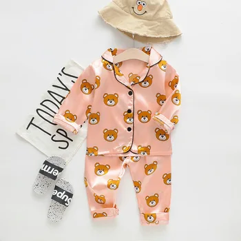 Laste pidžaama komplekt 2021 summer Baby sobiks Lapsed Riided Väikelapse Poisid Tüdrukud Jää silk satin Cartoon särk, Püksid Komplekt kodus Kandma